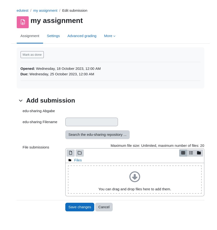 edu-sharing submissions