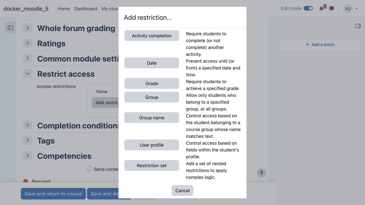 Restriction by group name