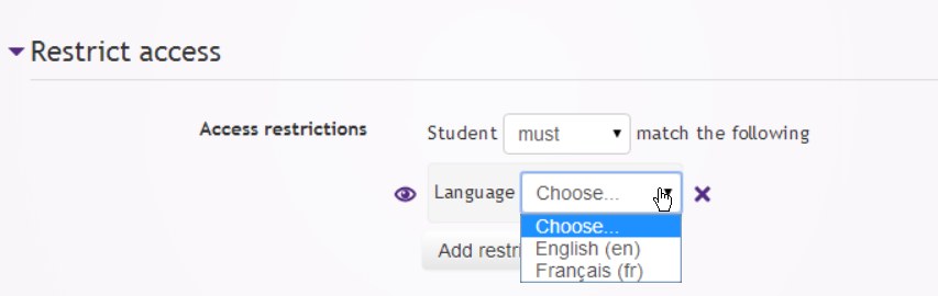 Restriction by language