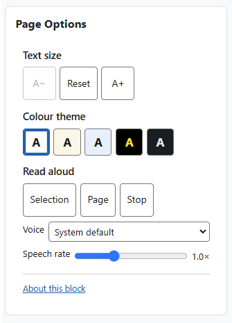 Accessibility Page Options