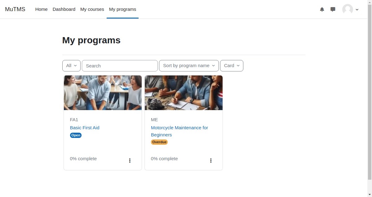 My programs overview page