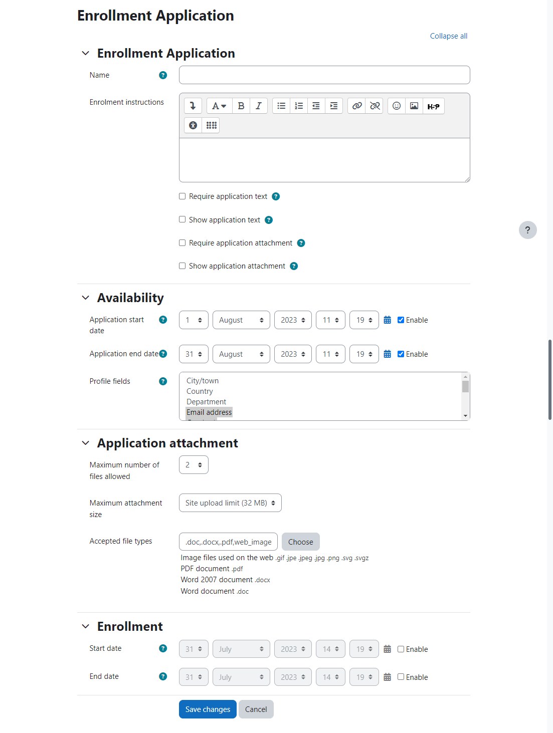 Enrollment Application