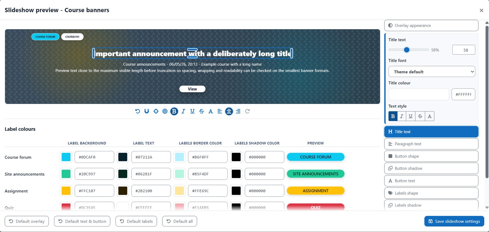 Course banner builder
