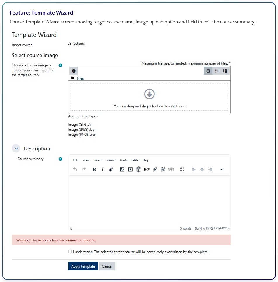 Course Template Wizard