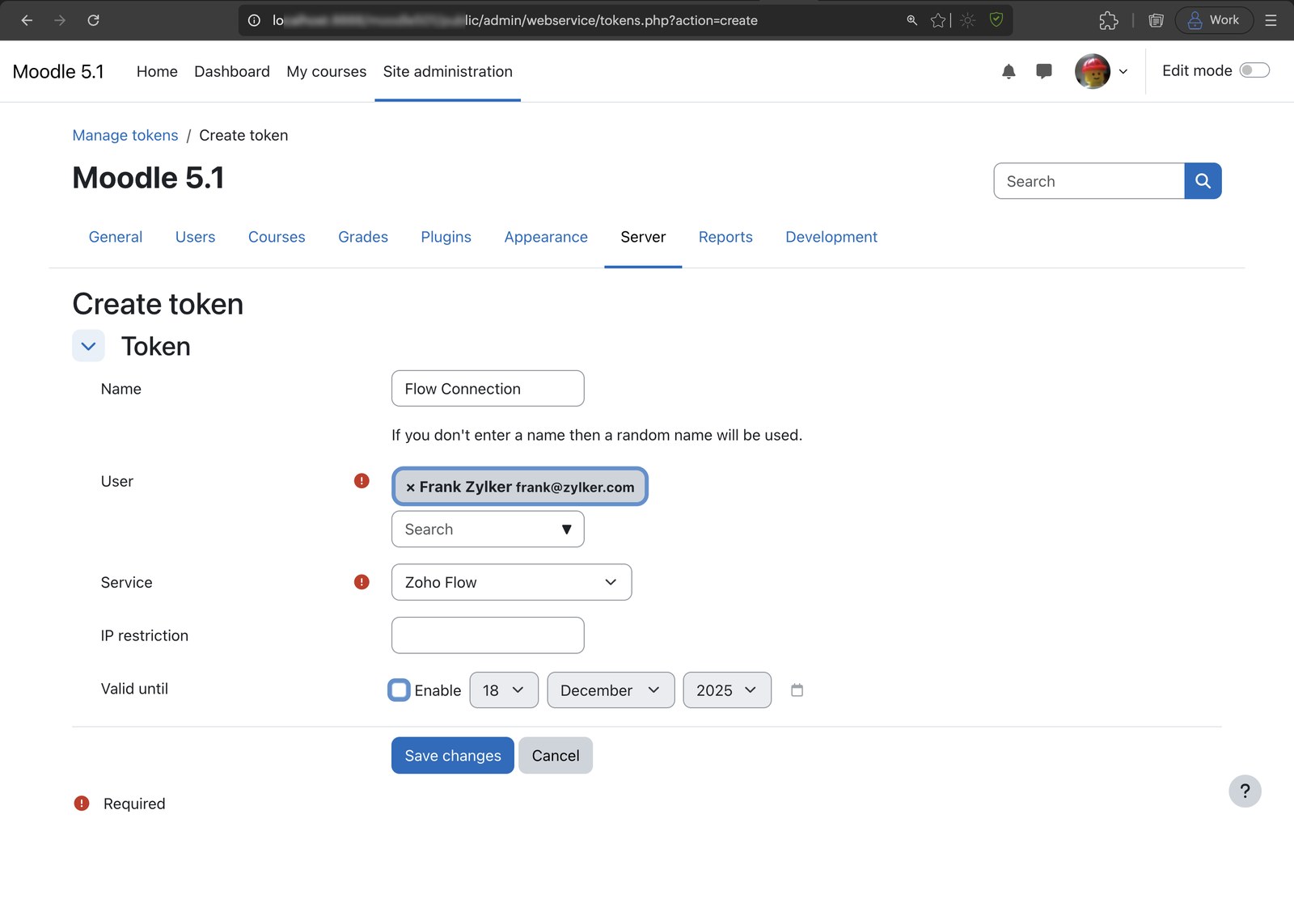 Zoho Flow connector for Moodle