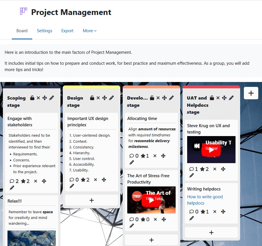 Board — collaborative post-it board activity for Moodle
