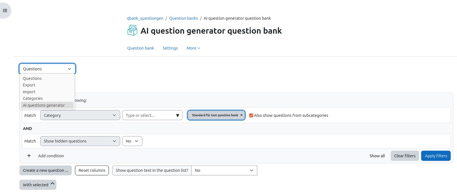 AI questions generator