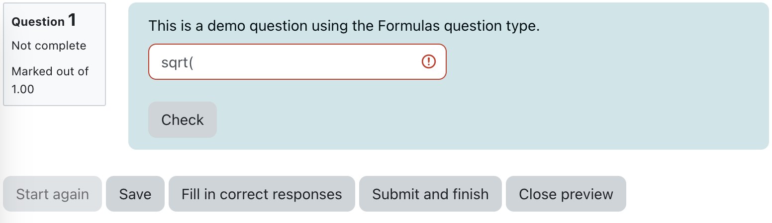 Formulas question type