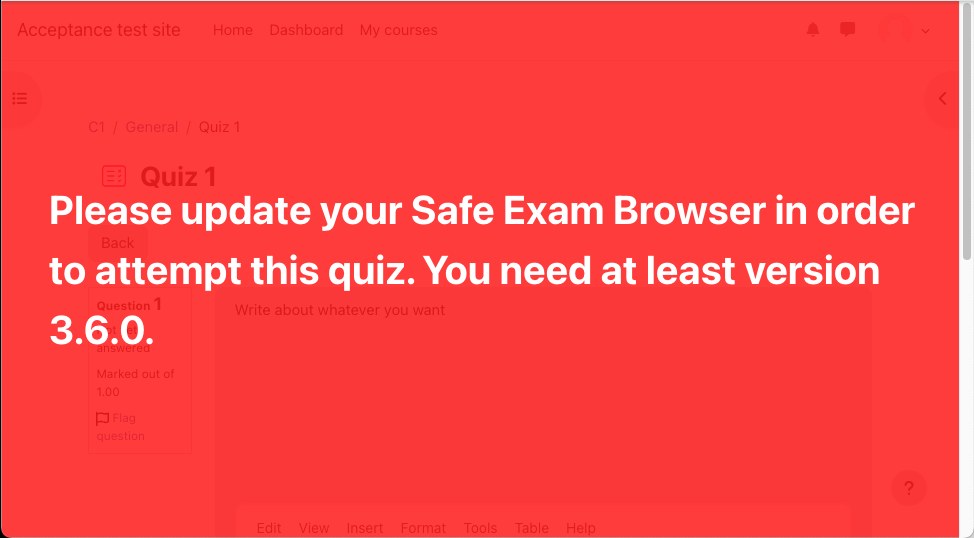 Enforce minimum version for Safe Exam Browser