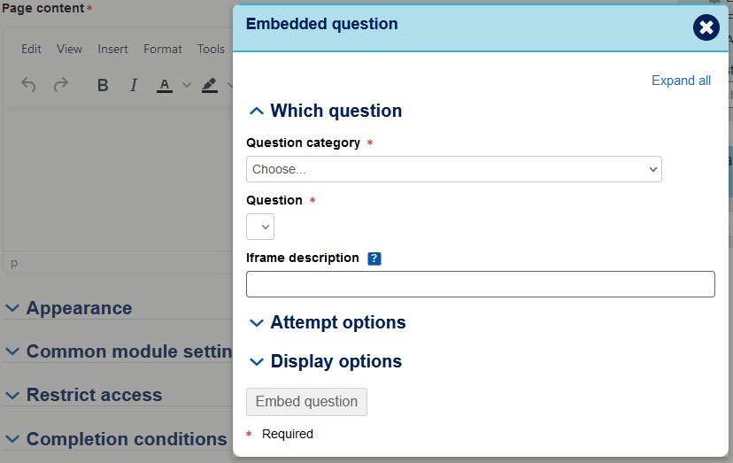 Embedded question TinyMCE editor plugin