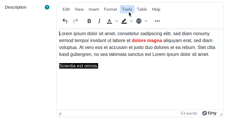 Tiny Font Color